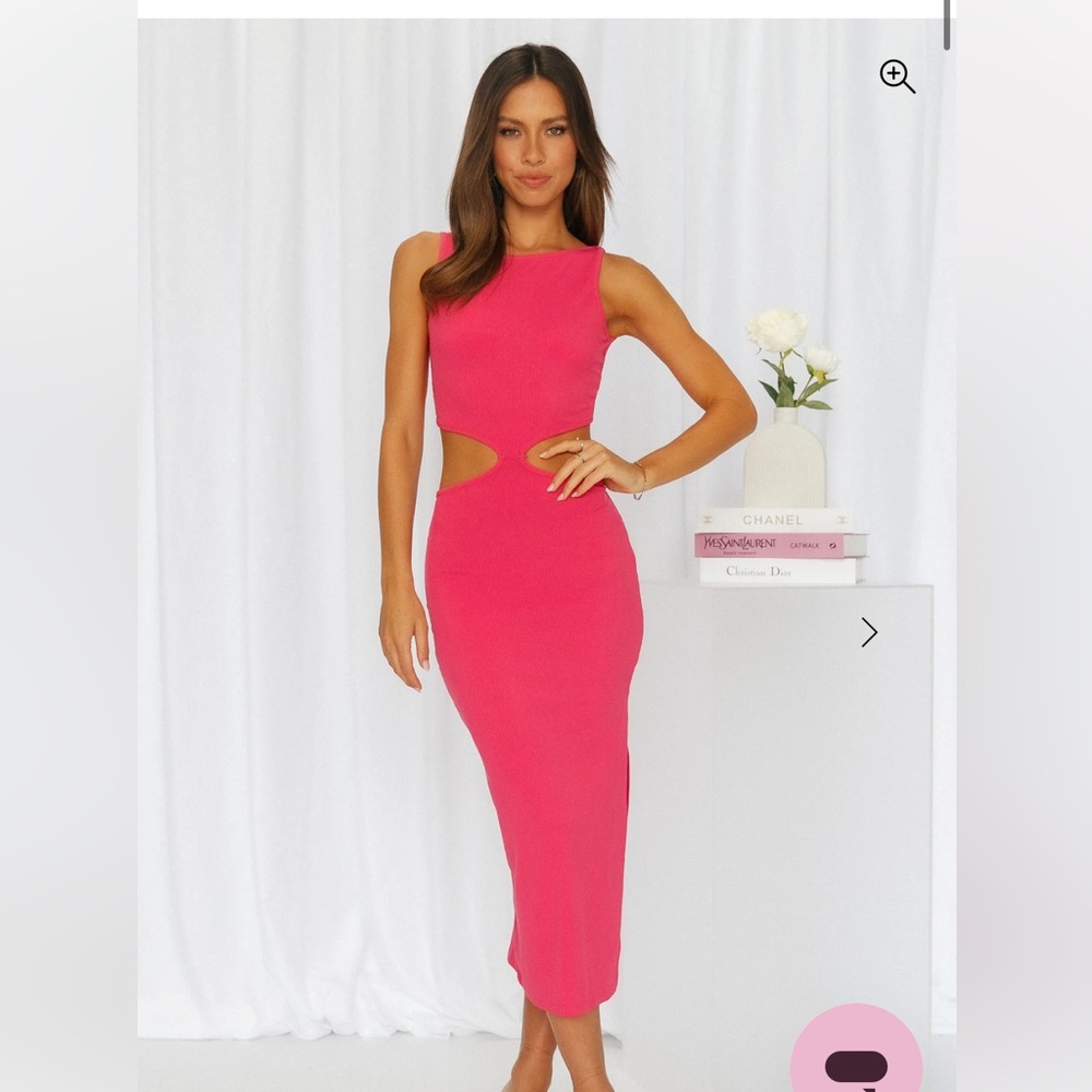 Hello Molly Khloe Midi dress hot pink NWT